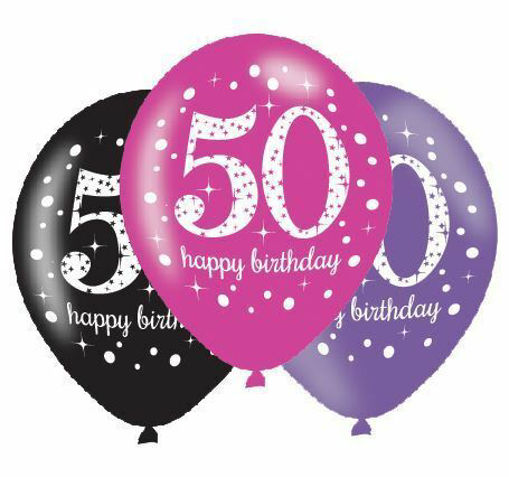 Picture of 50TH PINK CELEBRATION LATEX BALLOONS 11 INCH - 6PK